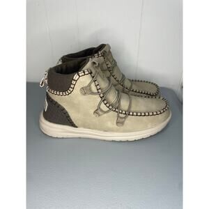 Hey Dude Eloise Suede Boots NEW size 8 Oak Tan Comfott Casual Neutral Slip In